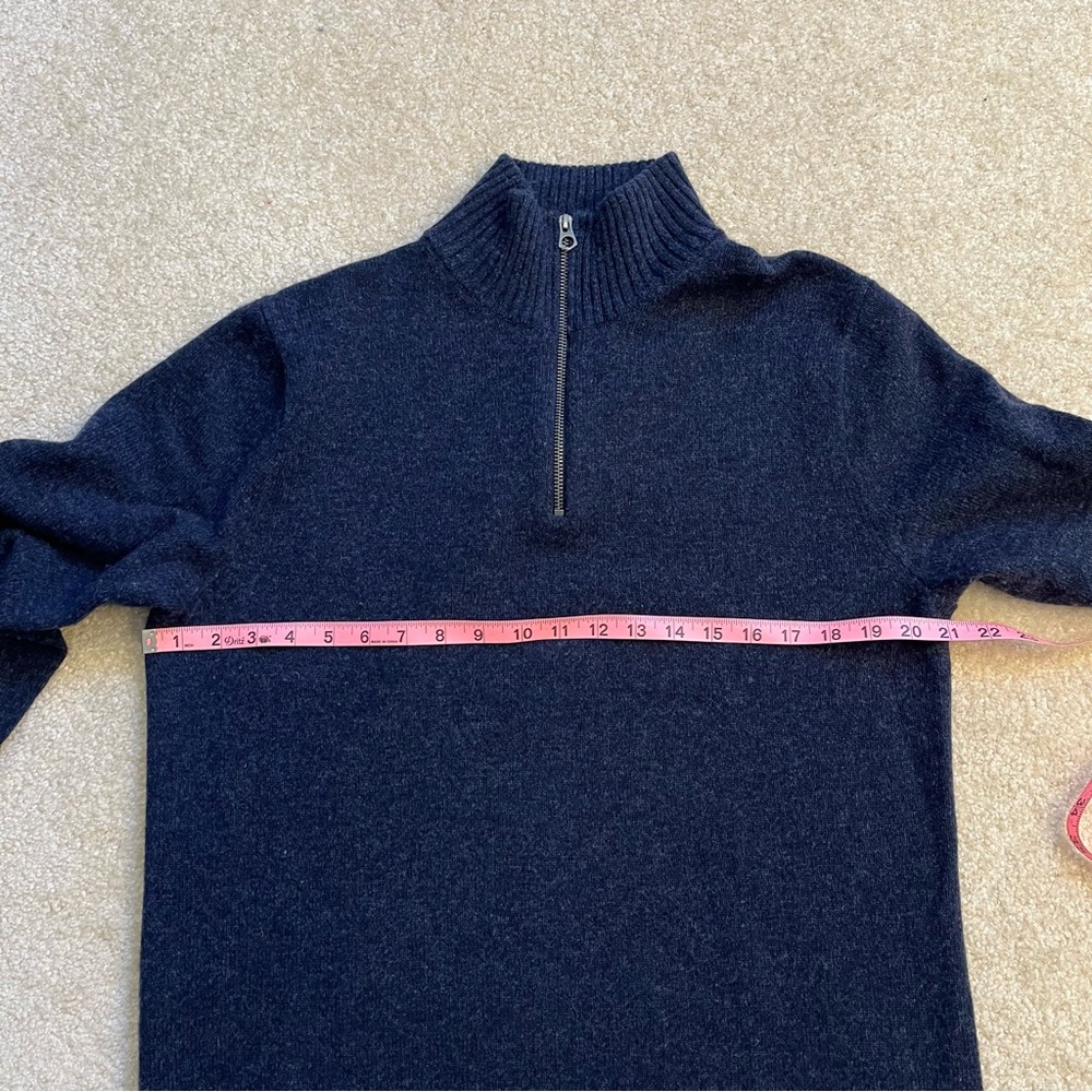 J.Crew Sweater Mens M Blue Quarter Zip Merino Wool Blend Knit Casual Business - Picture 6 of 9